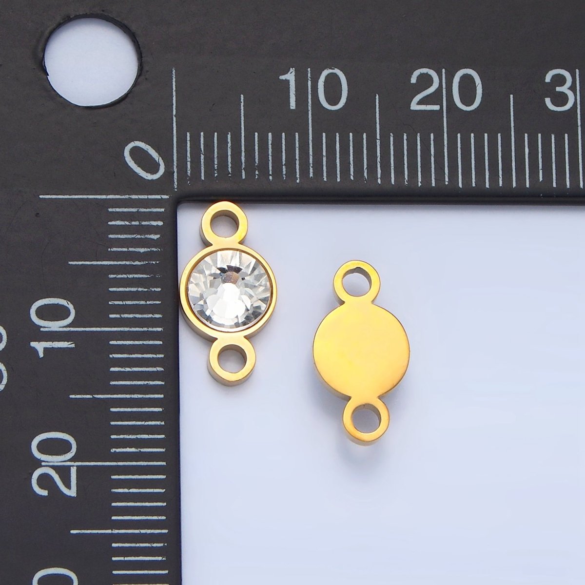 Stainless Steel 7mm Clear Round CZ Connector | F427