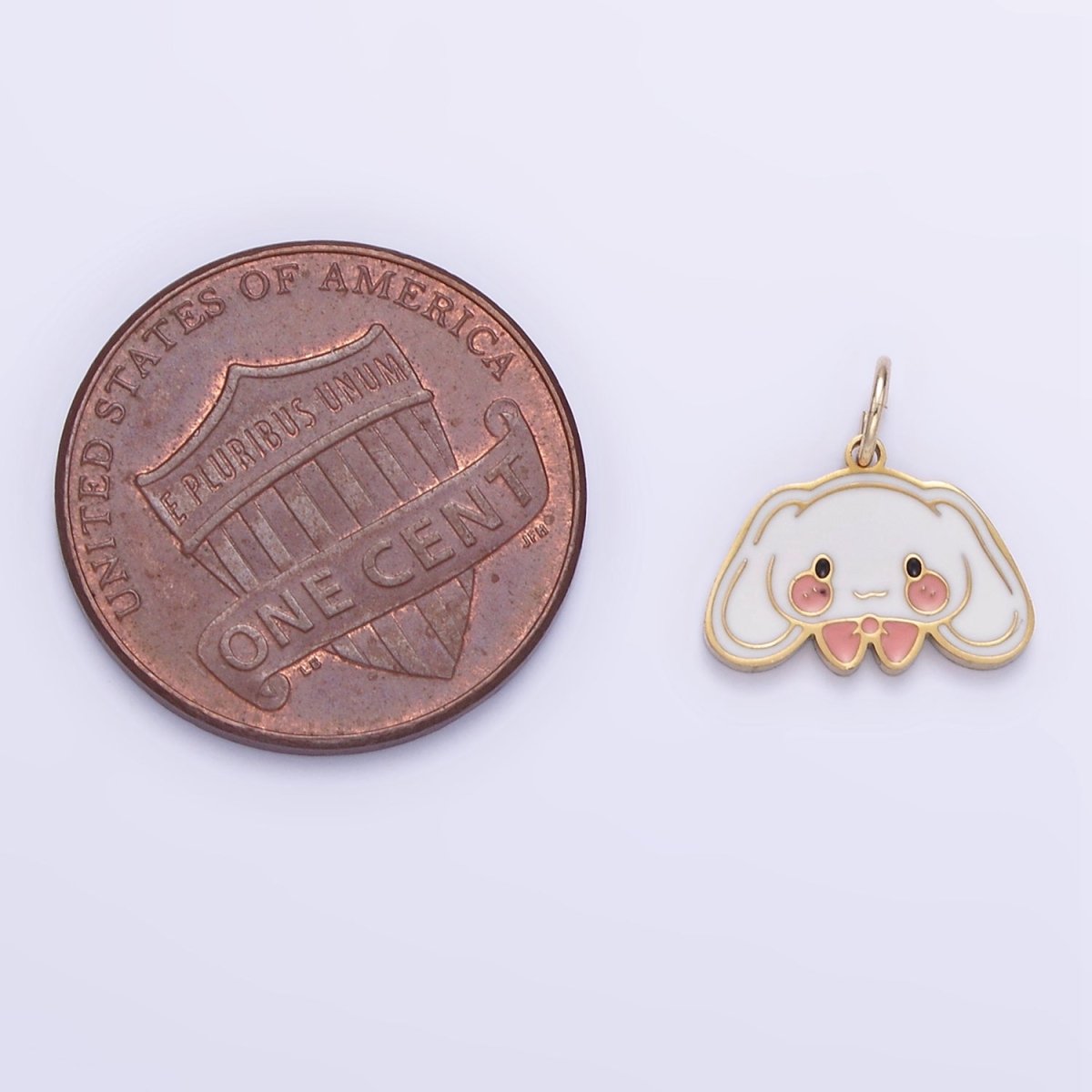 Stainless Steel Cute White Rabbit Enamel Bunny Pendant | P998