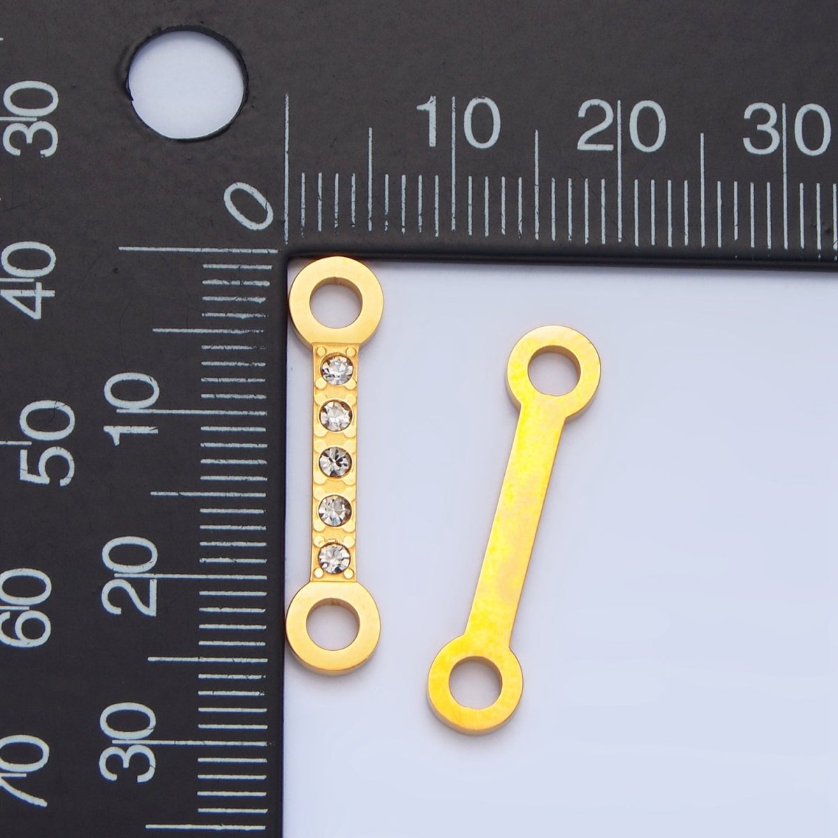 Stainless Steel CZ Lined Bar Connector | F415