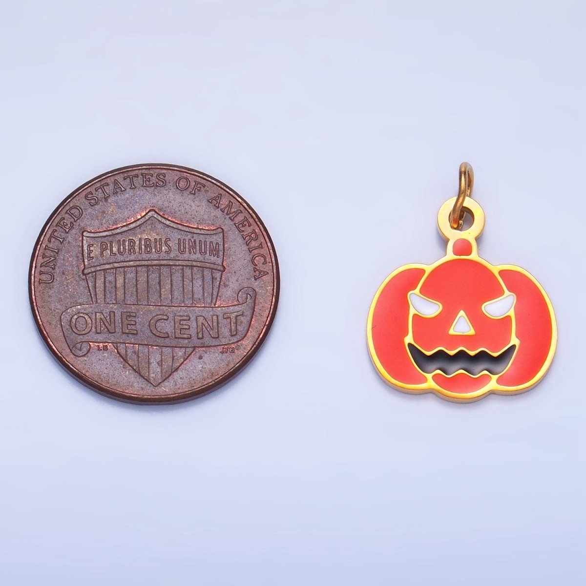 Stainless Steel Enamel Pumpkin Halloween Holiday Charm | P1528