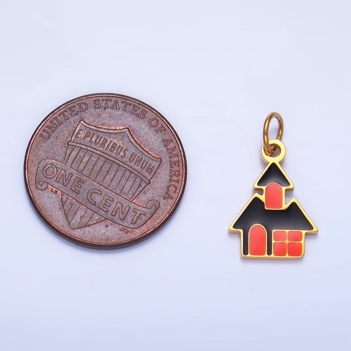 Stainless Steel Enamel Spooky House Home Halloween Holiday Charm | P1529