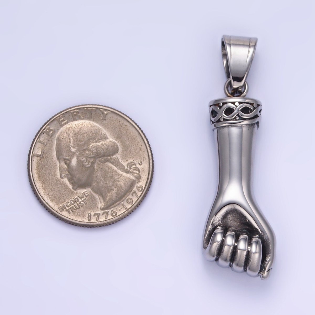 Stainless Steel Fist Hand Gesture Minimalist Oxidized Silver | P1451