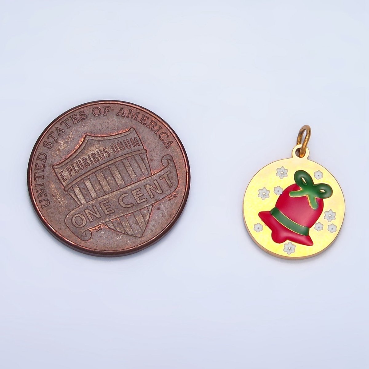 Stainless Steel Jingle Bell Enamel Christmas Holiday Charm | P1303