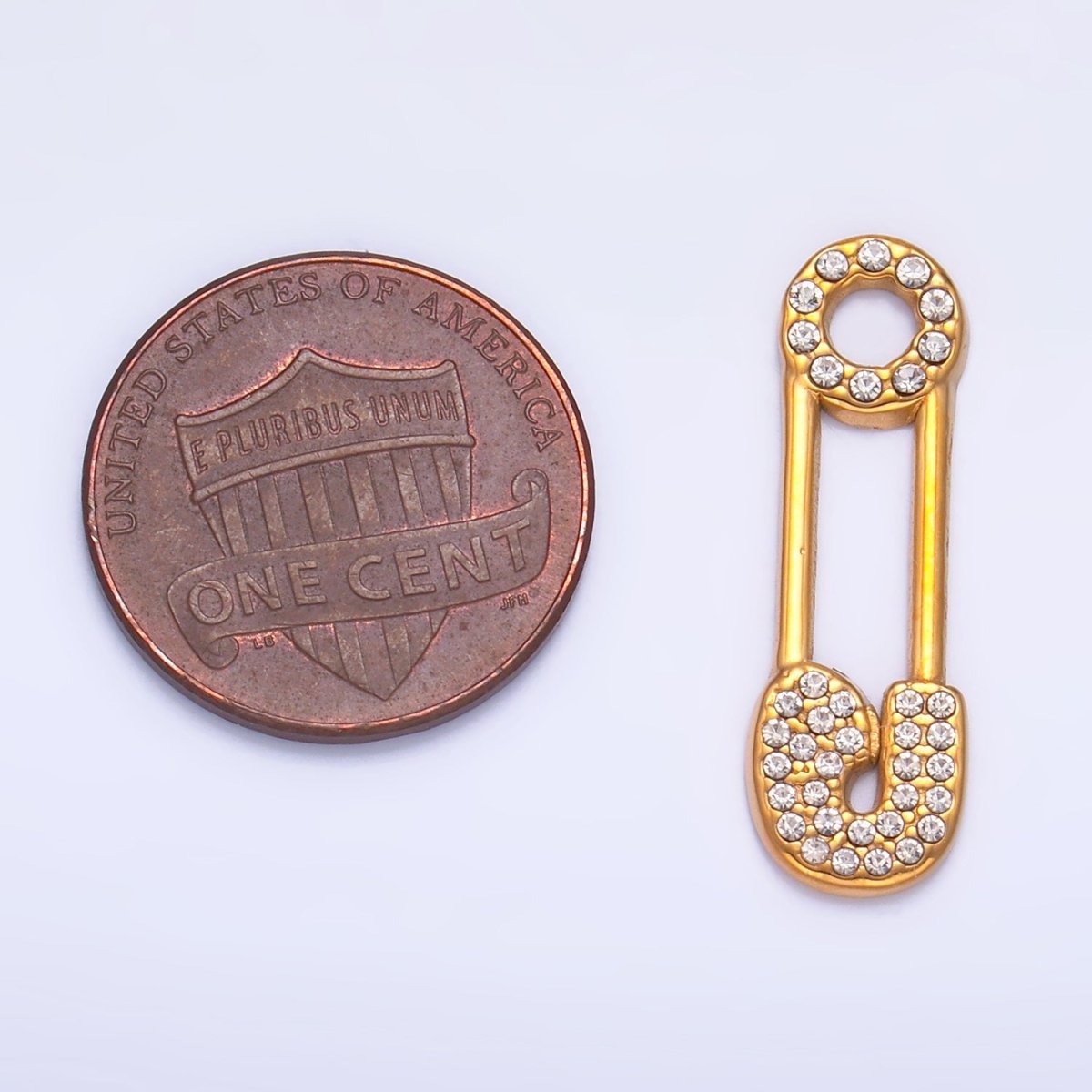 Stainless Steel Micro Paved CZ Safety Pin Charm | P1387