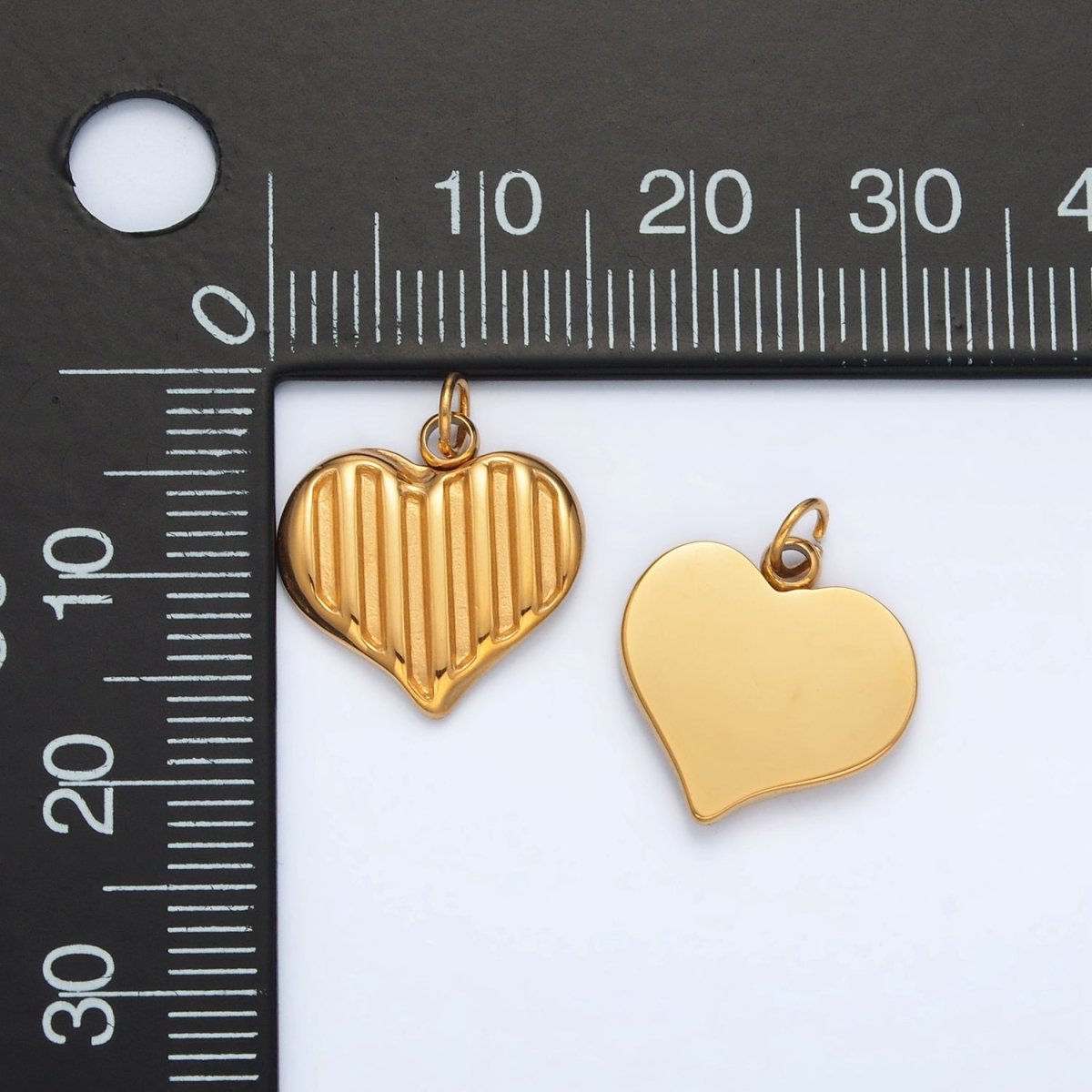 Stainless Steel Mini Bar Lined Heart Charm | P1046