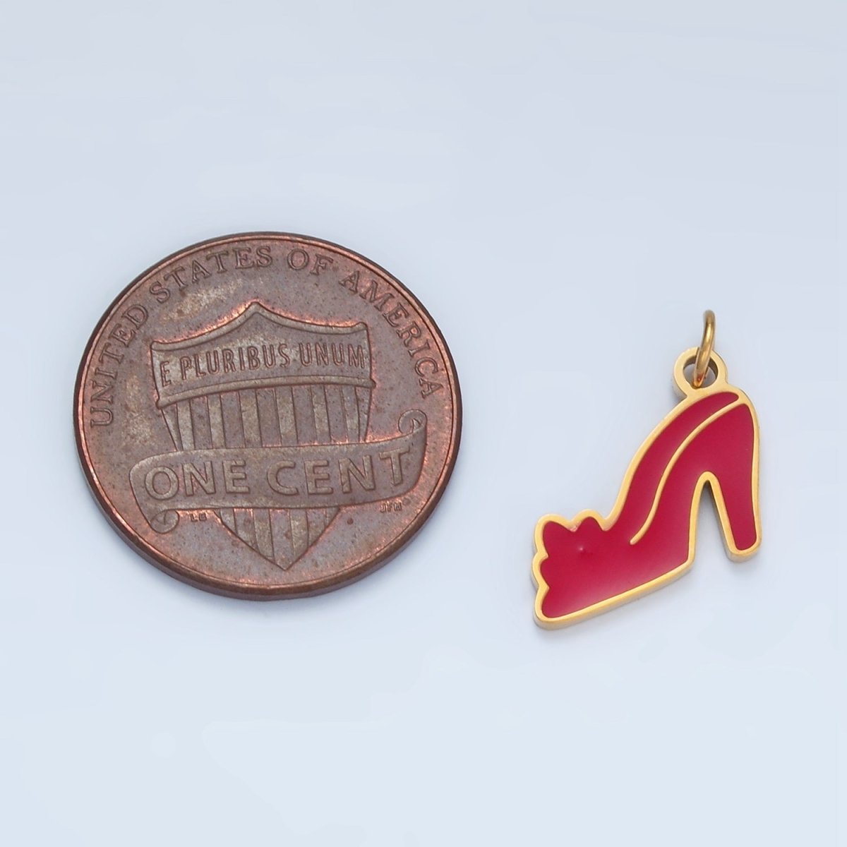 Stainless Steel Mini Red Heels Enamel Charm | P683