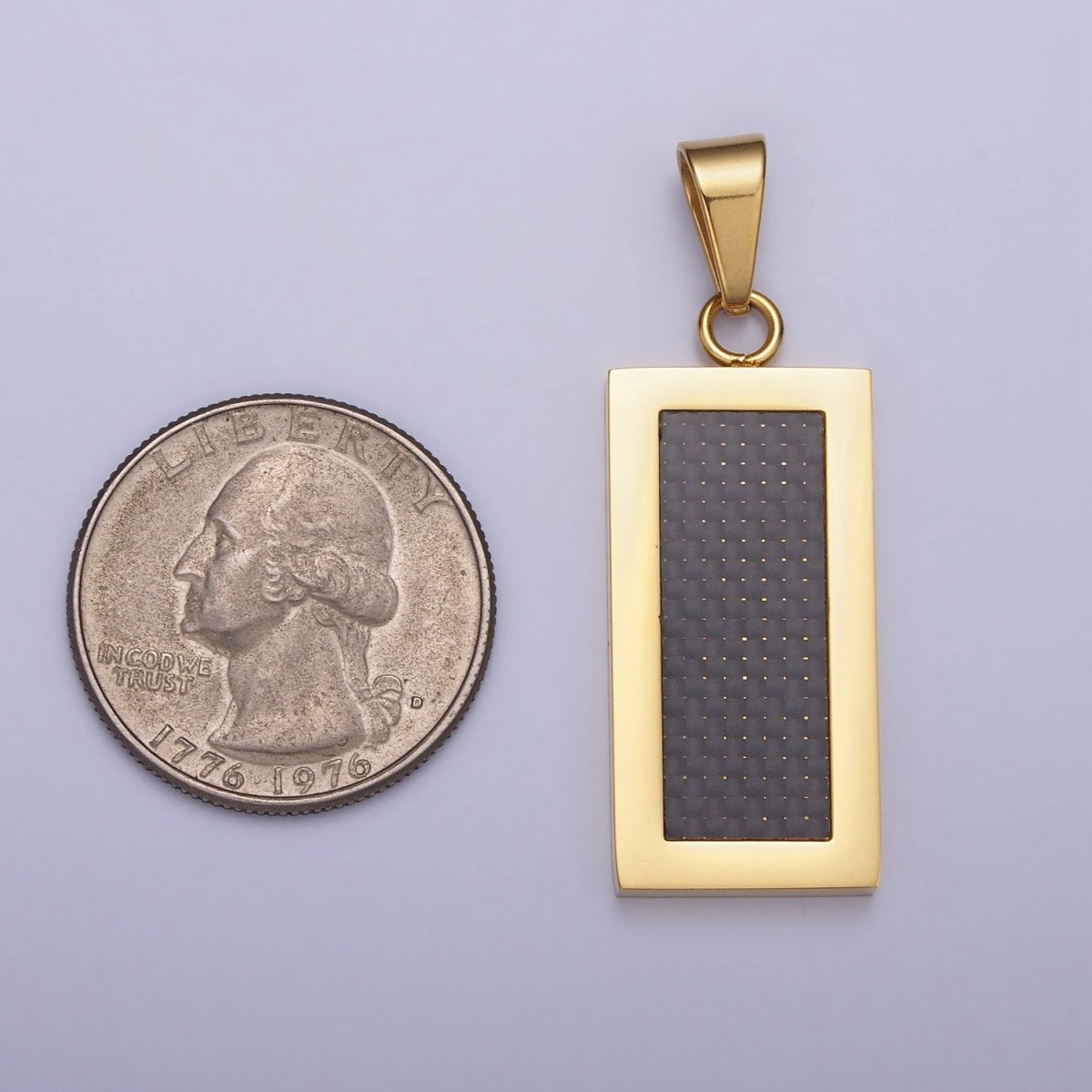 Stainless Steel Rectangular Black Matte Tag Pendant in Gold & Silver | P1100