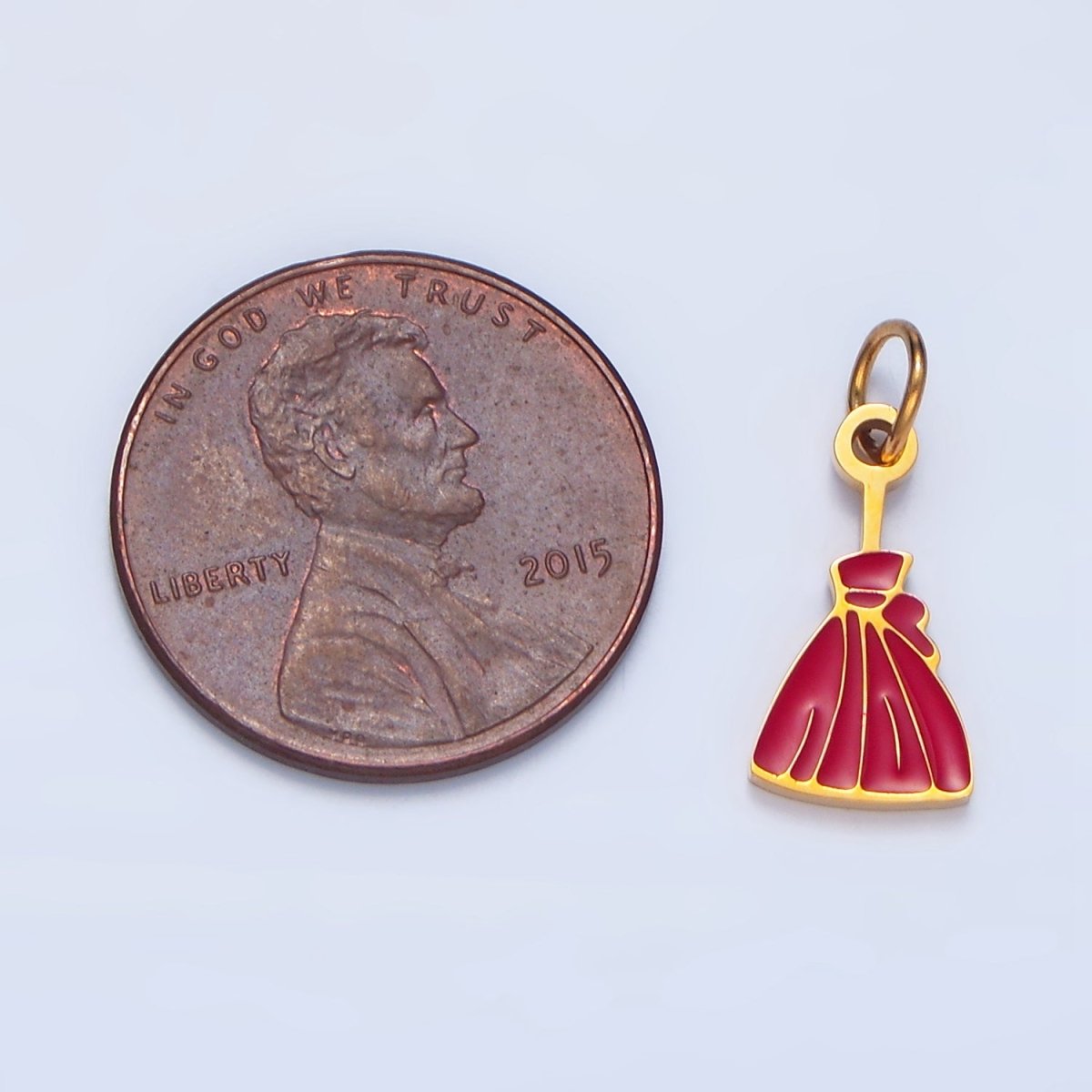 Stainless Steel Red Enamel Dress Mini Charm | P1298