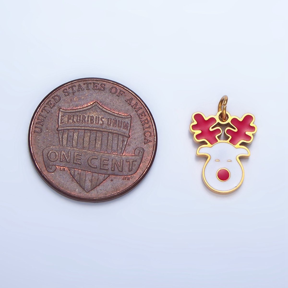 Stainless Steel Reindeer Stag Enamel Christmas Holiday Charm | P1513