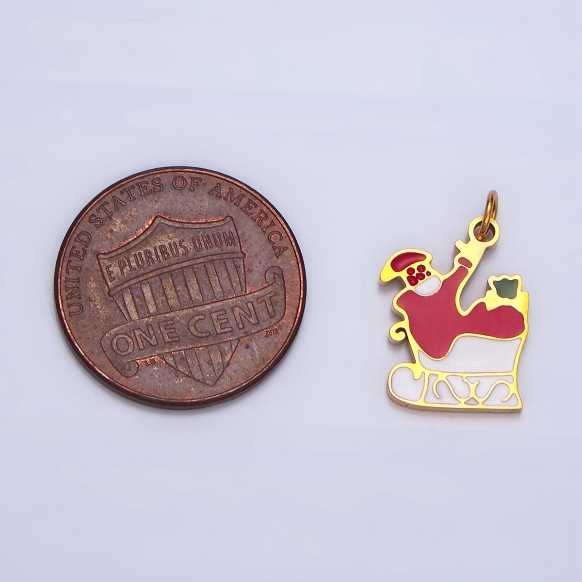 Stainless Steel Santa Claus Christmas Sled Enamel Holiday Charm | P1311