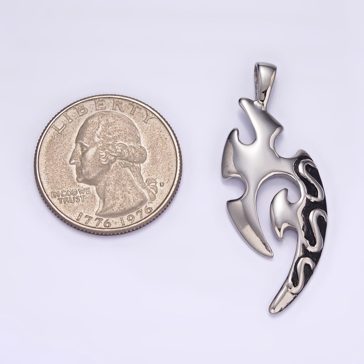 Stainless Steel Tribal Tattoo Charms Men Pendant in Silver | P1431