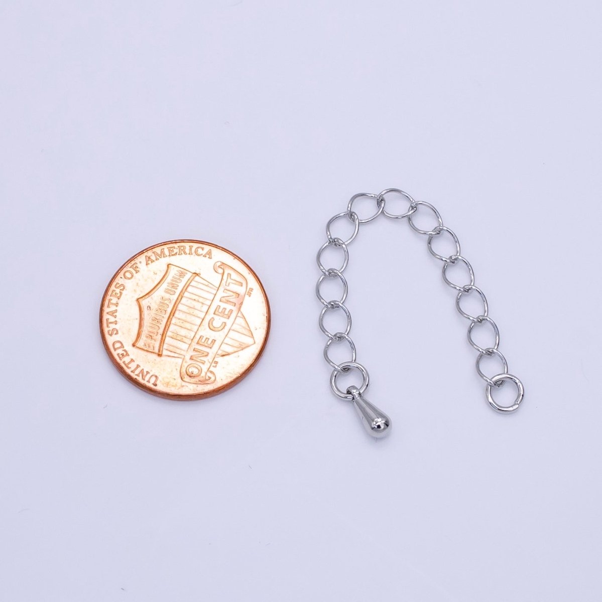 White Gold Filled 2 Inch Cable Chain Extender Findings Set | Z791
