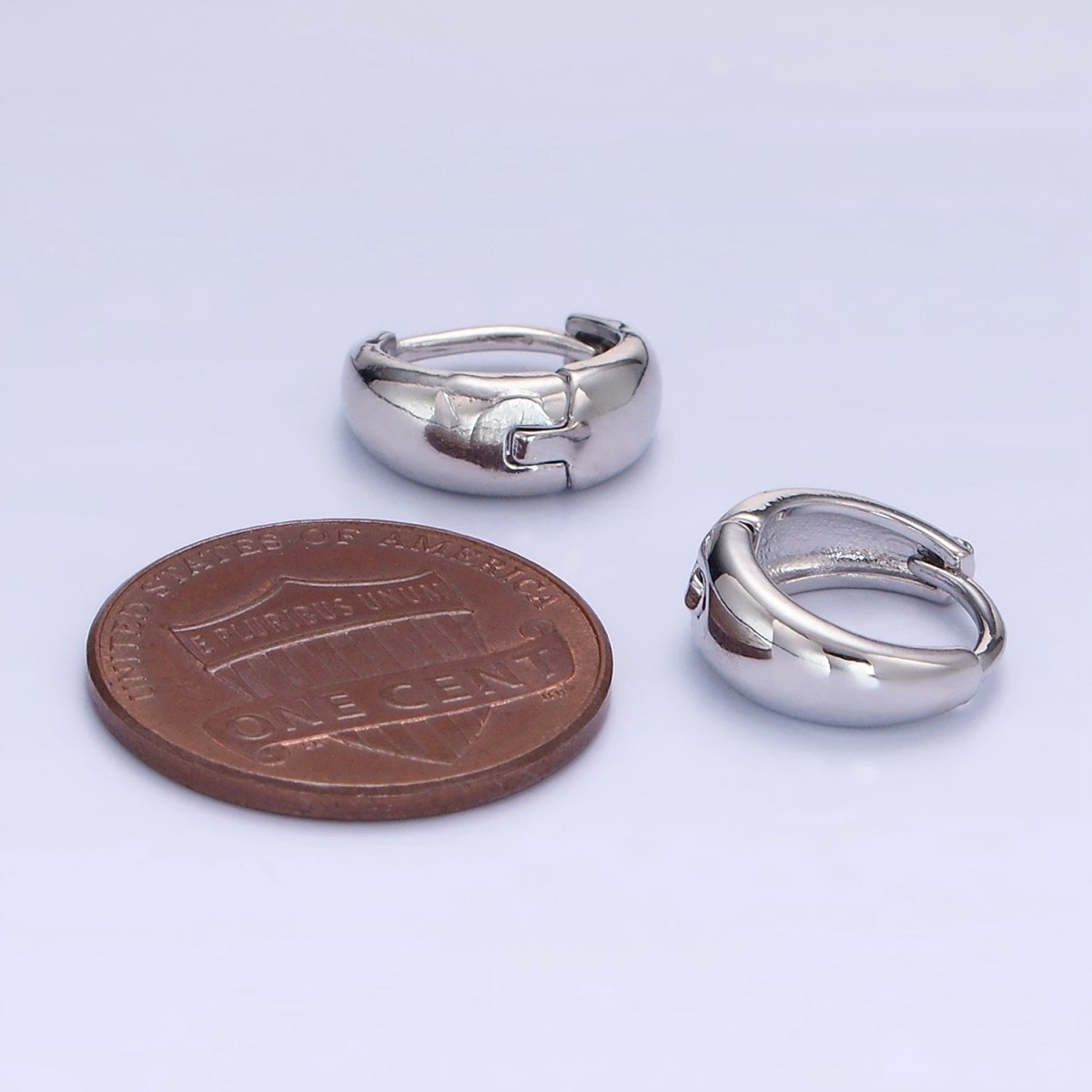 White Gold Filled 2mm Classic Minimalist Dome Huggie Earrings | T281