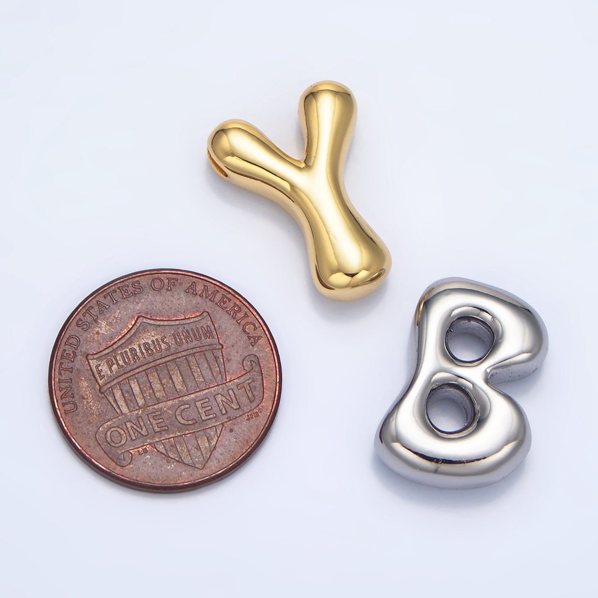 White Gold Filled Groovey Chubby Balloon Letter Initial Pendant | A1643 - A1655