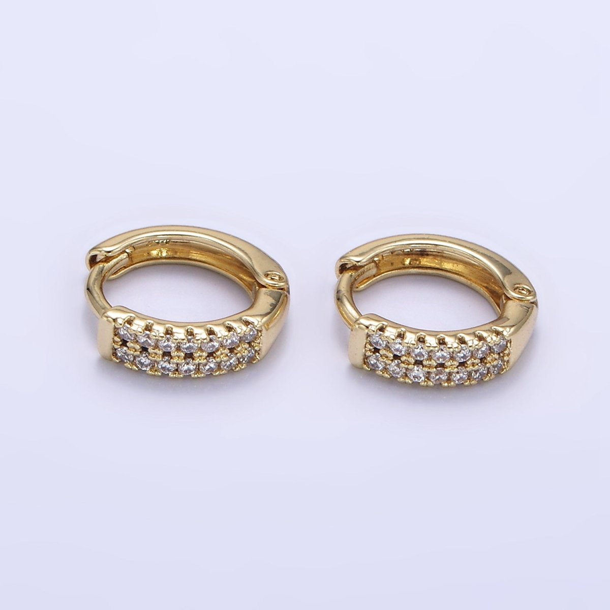 14K Gold Filled 10mm Double Micro Paved CZ Cartilage Huggie Earrings | Q084