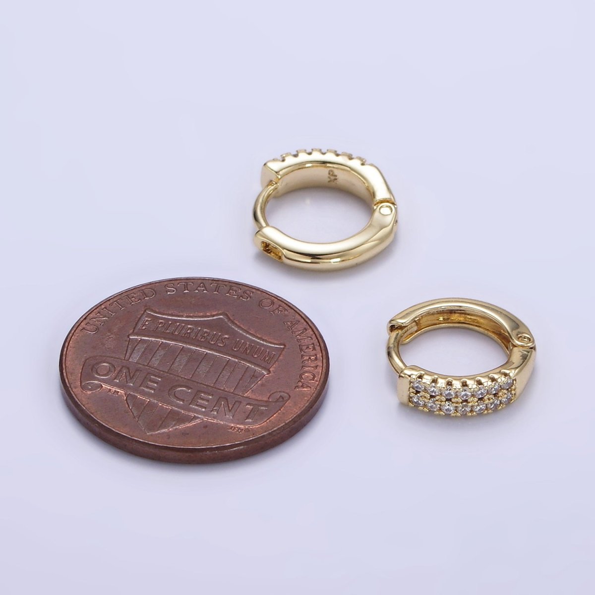 14K Gold Filled 10mm Double Micro Paved CZ Cartilage Huggie Earrings | Q084