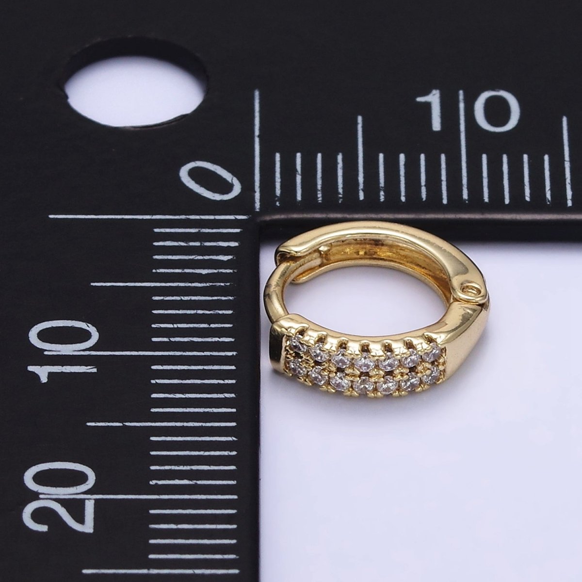 14K Gold Filled 10mm Double Micro Paved CZ Cartilage Huggie Earrings | Q084