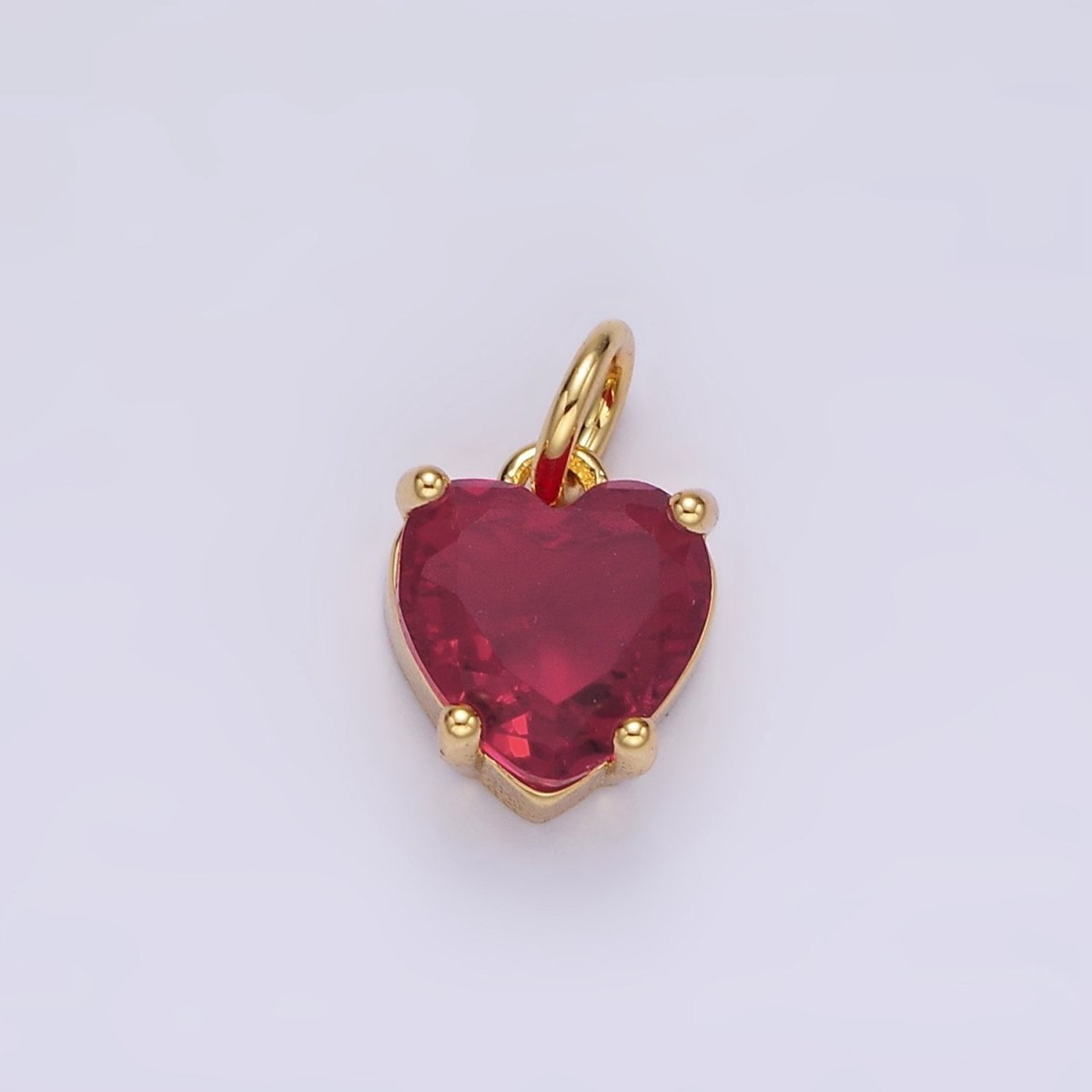 14K Gold Filled 10mm Red CZ Heart Bezel Charm | AG397