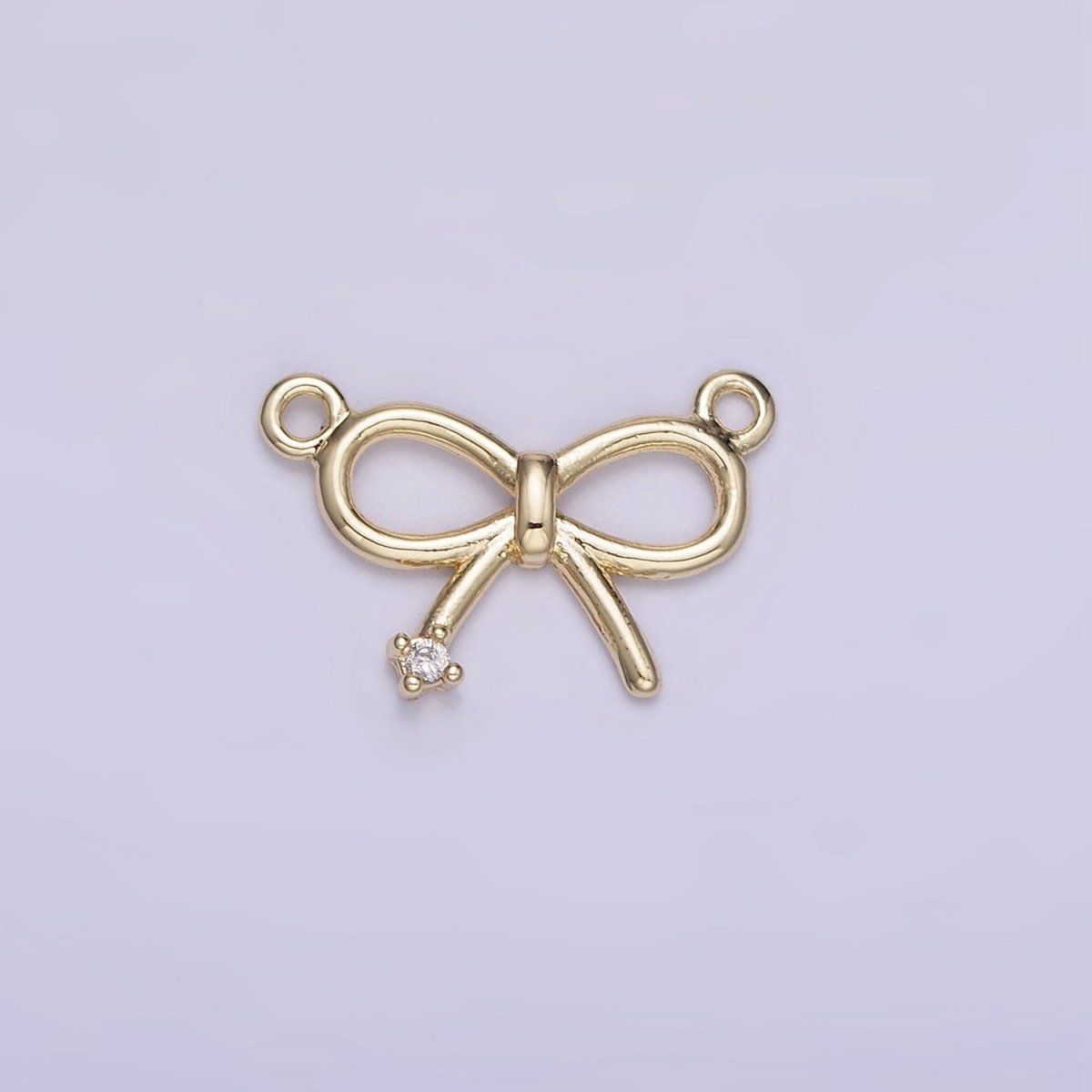 14K Gold Filled 11mm Mini Bow Ribbon CZ Connector | G392