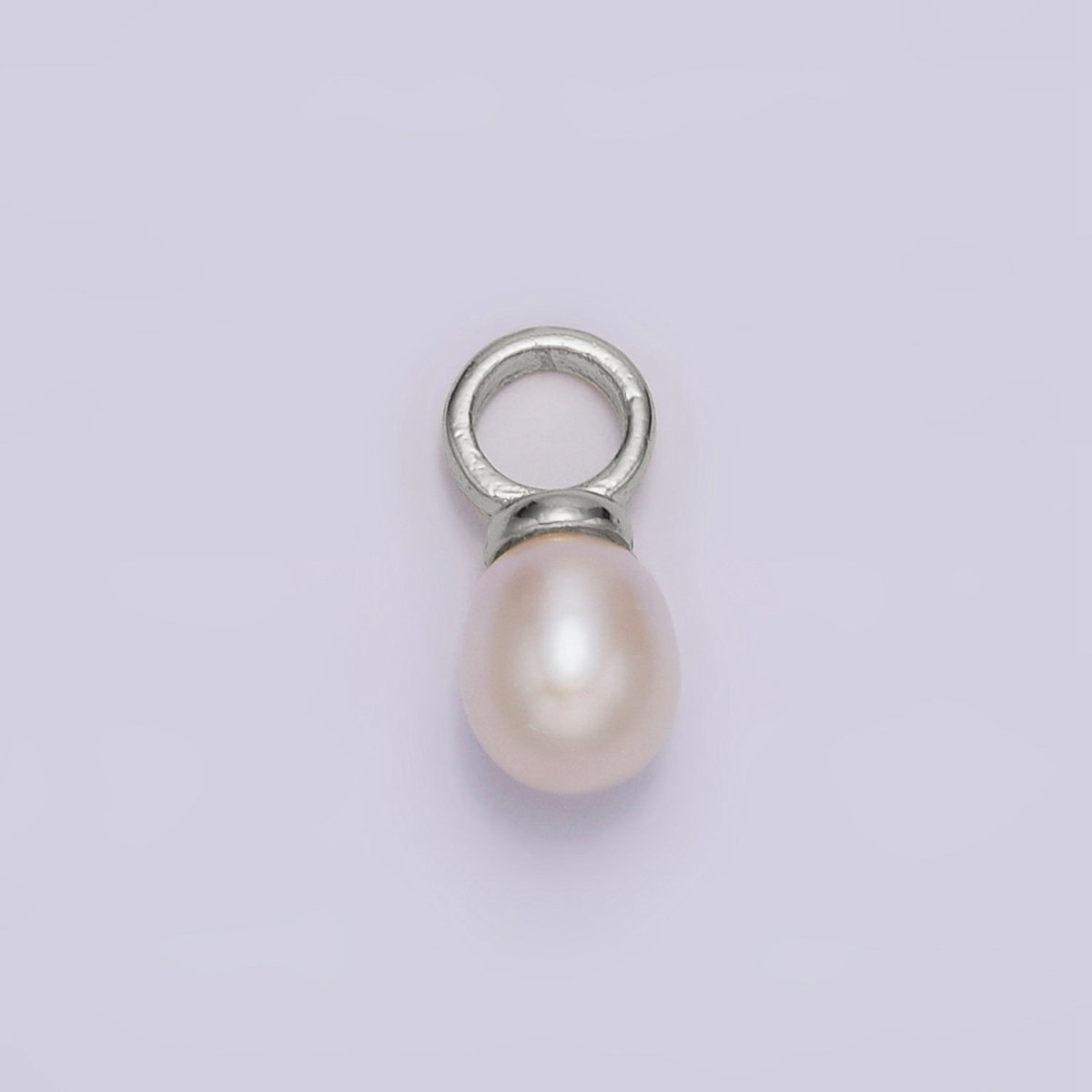 14K Gold Filled 13.7mm White Freshwater Pearl Drop Personalized Earring Charm | P1626