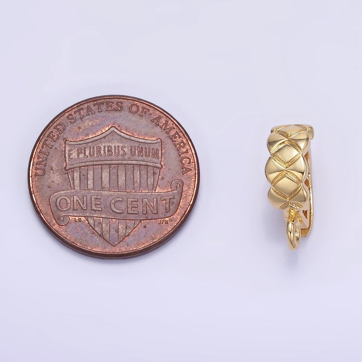 14K Gold Filled 14mm Quilted Snap Latch Bail Findings | Z594