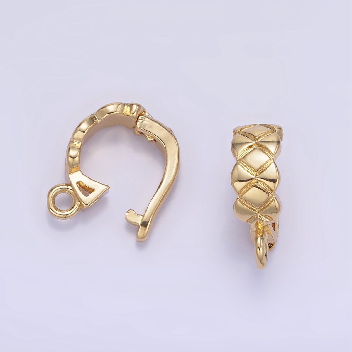 14K Gold Filled 14mm Quilted Snap Latch Bail Findings | Z594