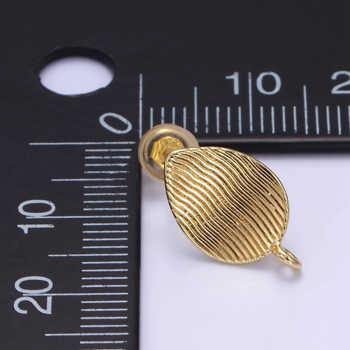 14K Gold Filled 15mm Line-Textured Teardrop Stud Drop Earring Findings | Z814