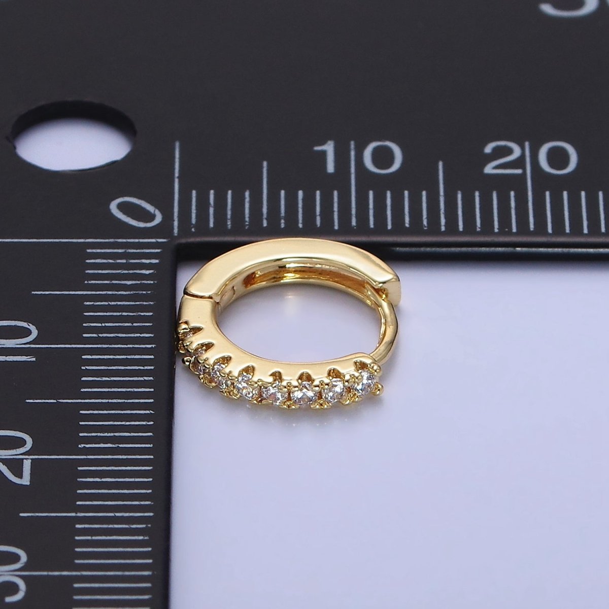 14K Gold Filled 15mm Micro Paved Huggie Earrings | P079