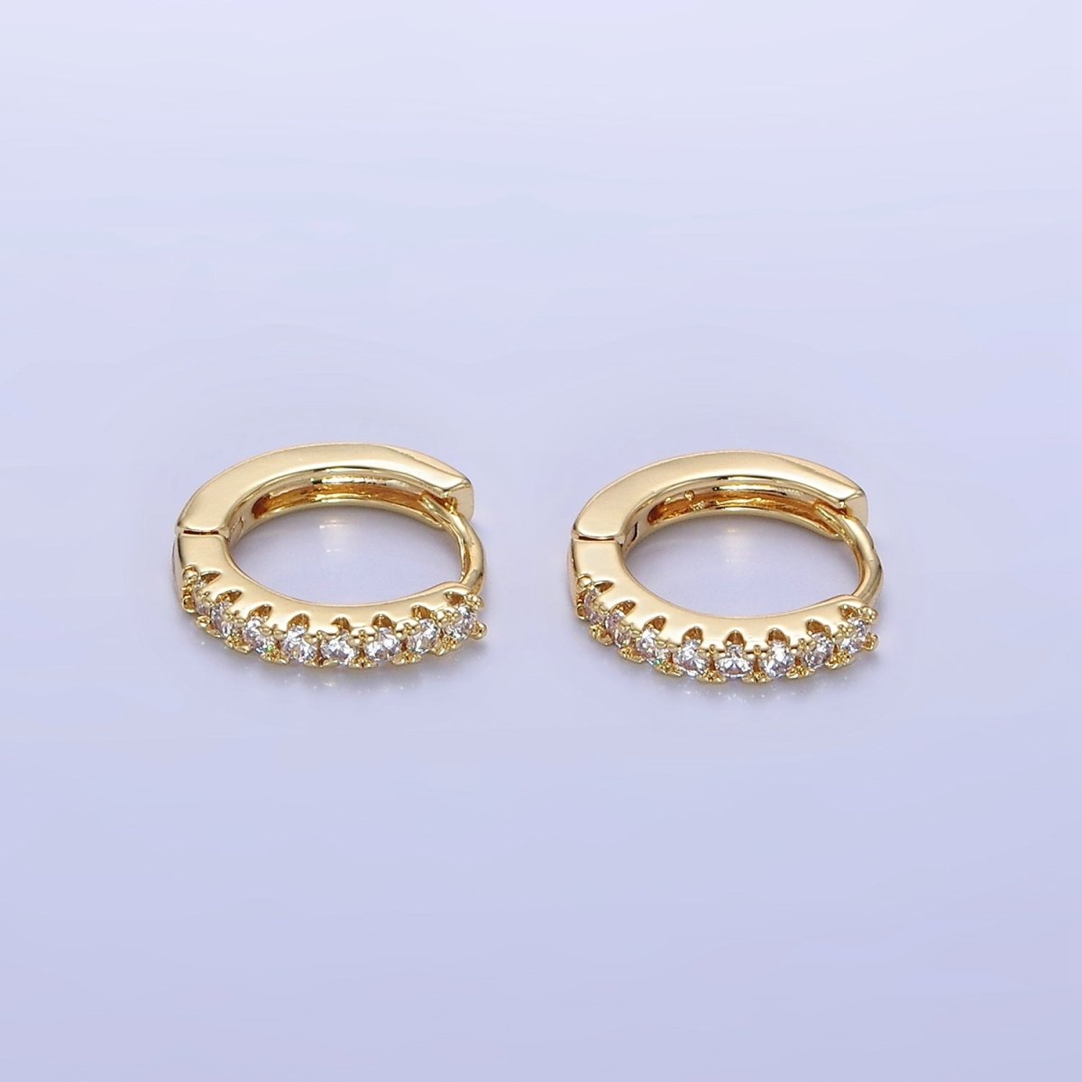 14K Gold Filled 15mm Micro Paved Huggie Earrings | P079