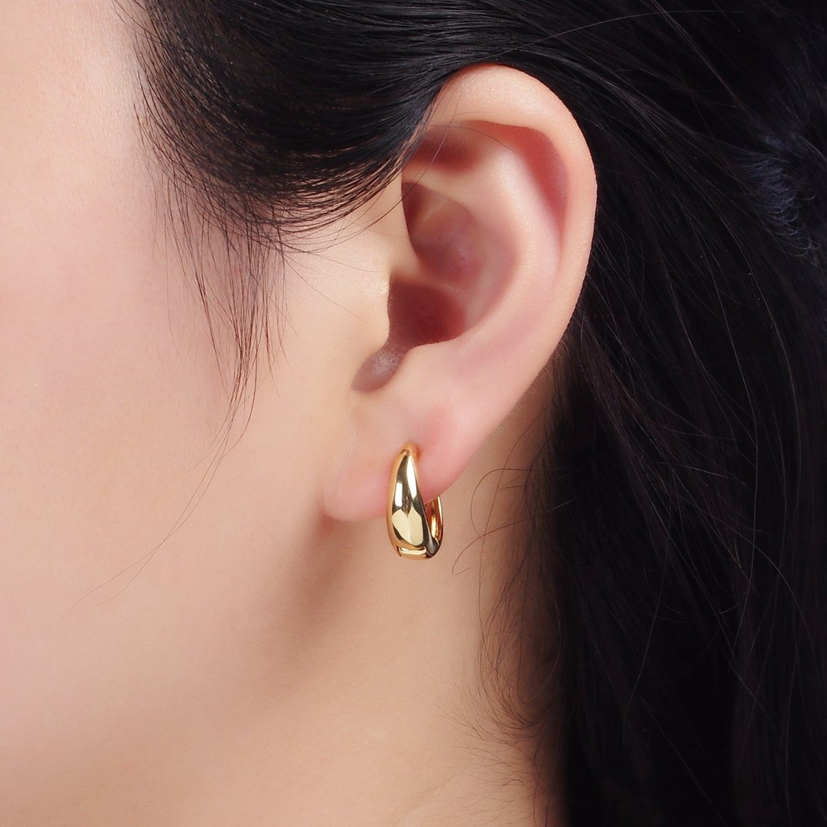 OS 14K Gold Filled 15mm Minimalist Dome Huggie Earrings | P213