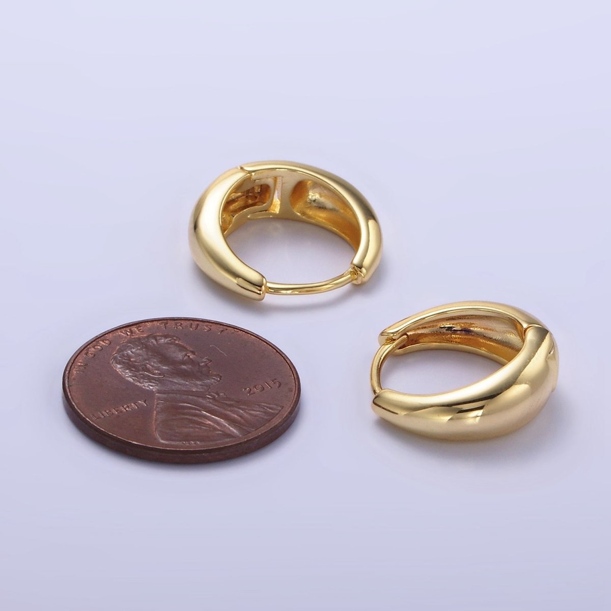 OS 14K Gold Filled 15mm Minimalist Dome Huggie Earrings | P213