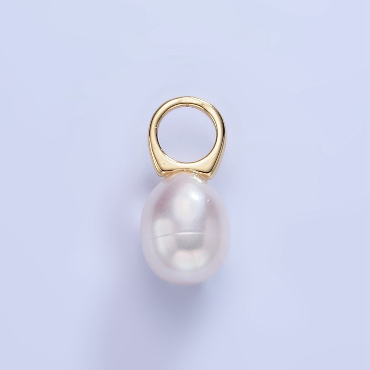 14K Gold Filled 15mm Ringed Shell Pearl Drop Pendant | P1743