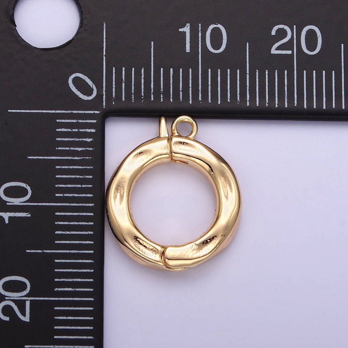 14K Gold Filled 15mm Round Hammered Enhancer Clasps Closure Findings | Z795