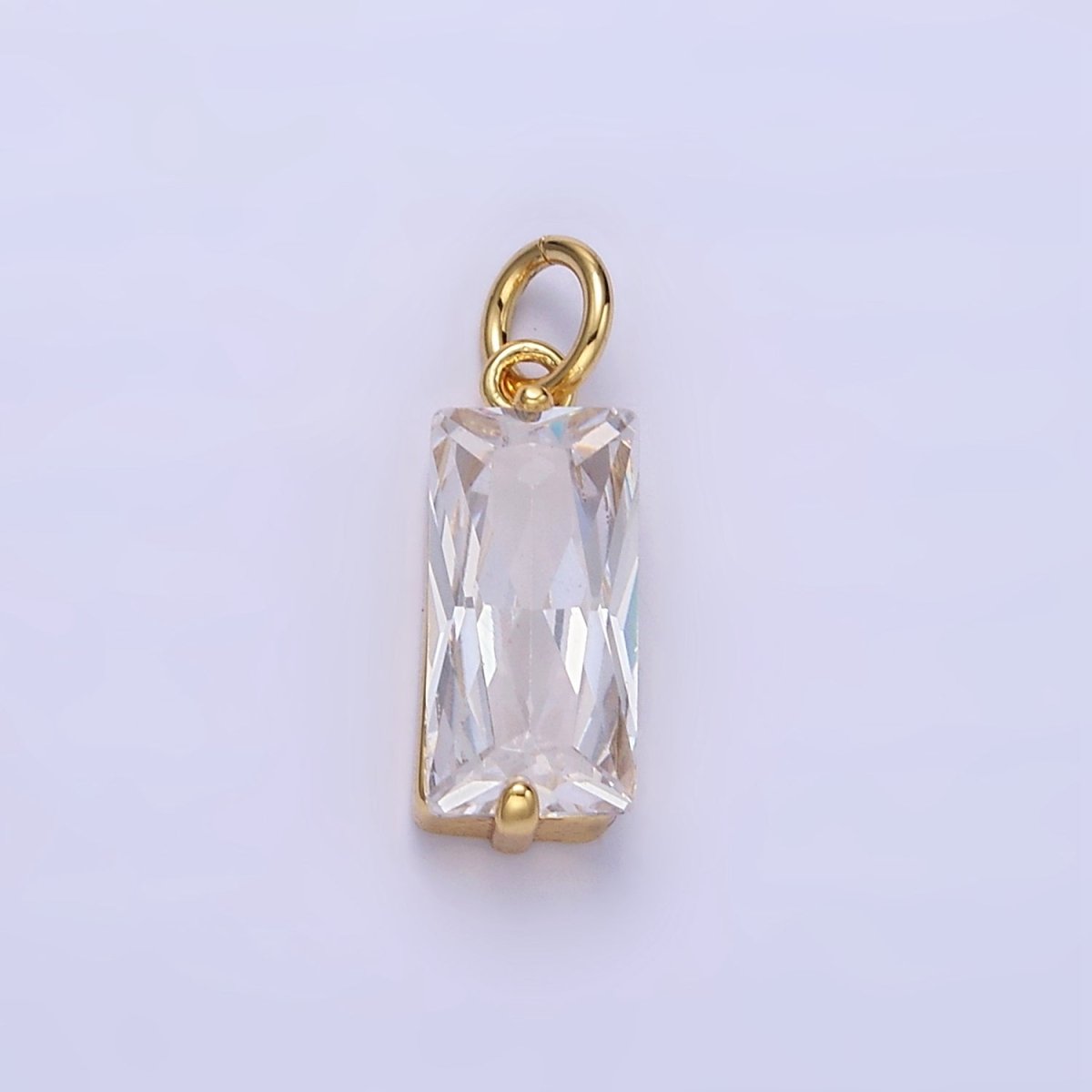 14K Gold Filled 16mm Clear CZ Baguette Bezel Charm | C553