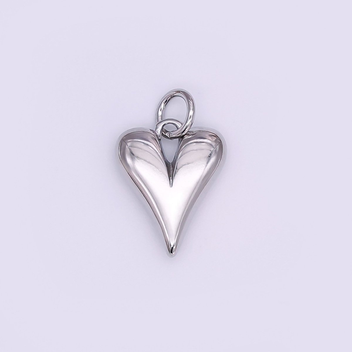 14K Gold Filled 16mm Long Puffed Minimalist Heart Charm In Gold & Silver | AG196 N098