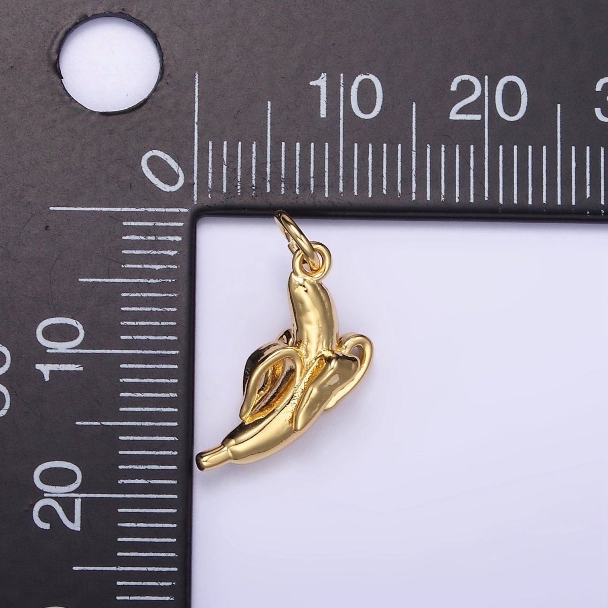14K Gold Filled 17mm Peeled Banana Fruit Minimalist Charm | D084
