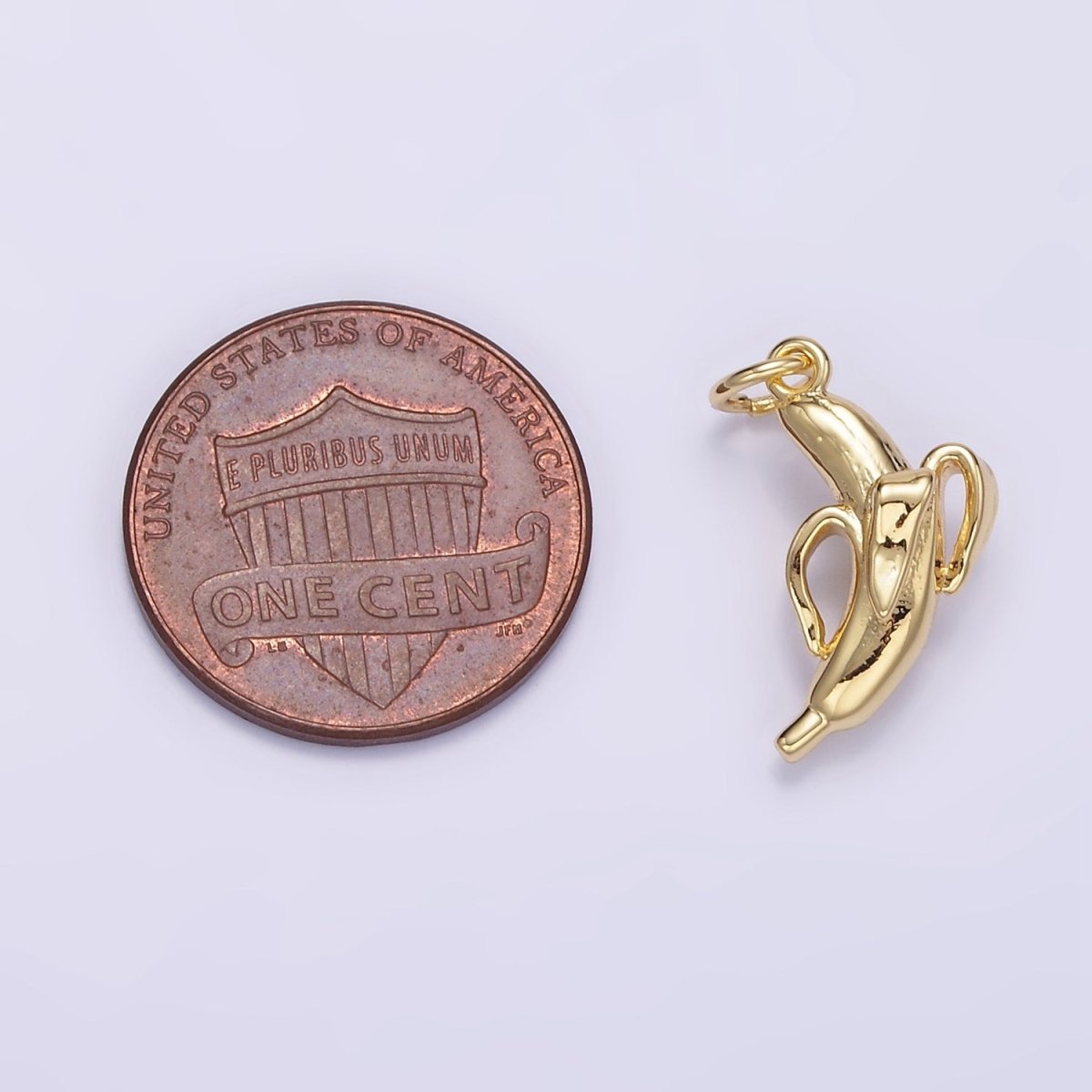 14K Gold Filled 17mm Peeled Banana Fruit Minimalist Charm | D084
