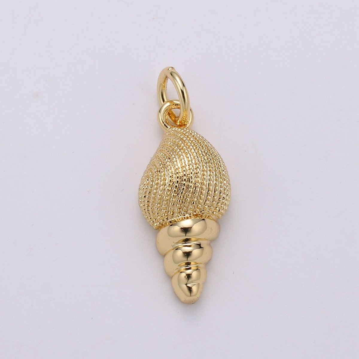 OS 14K Gold Filled 18mm Dotted Clam Shell Minimalist Charm | D195