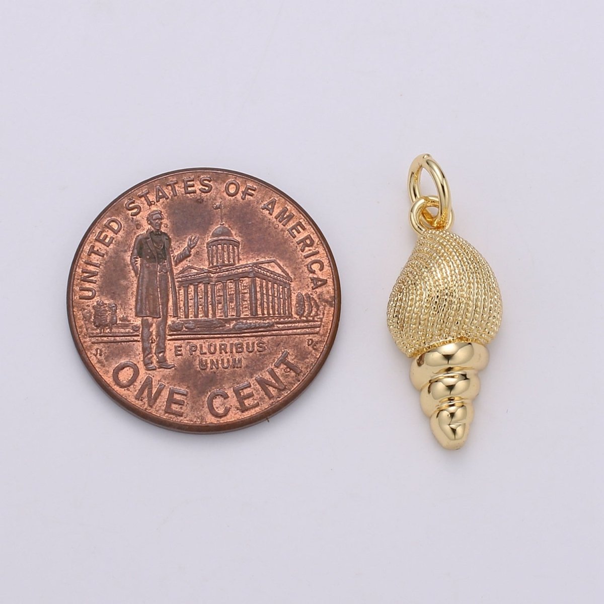 OS 14K Gold Filled 18mm Dotted Clam Shell Minimalist Charm | D195