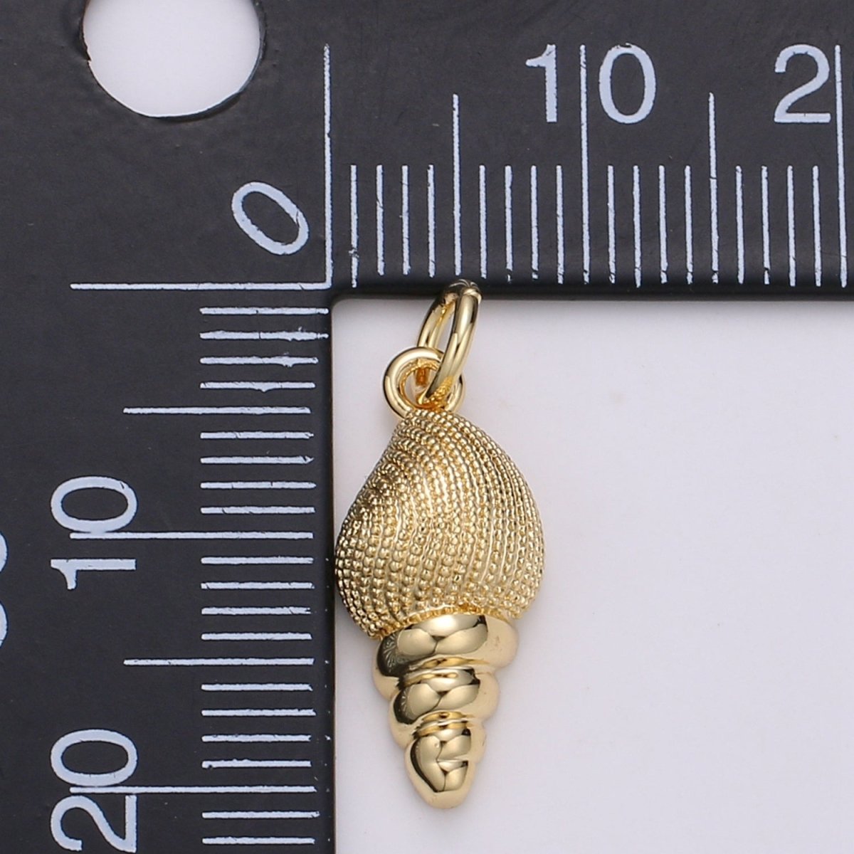 OS 14K Gold Filled 18mm Dotted Clam Shell Minimalist Charm | D195