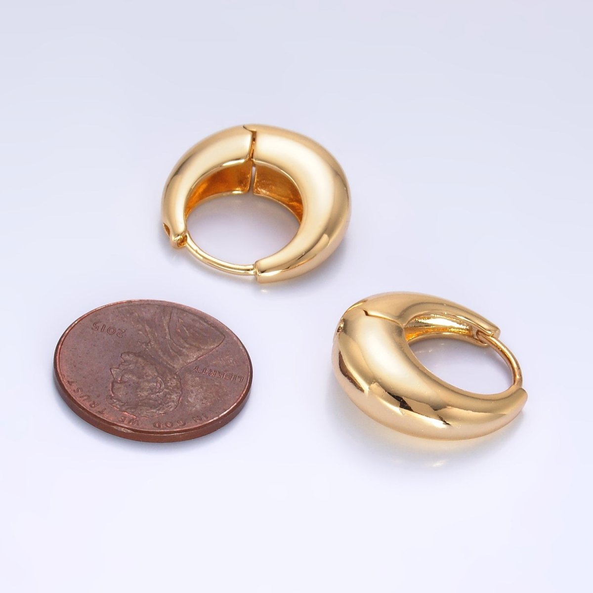 14K Gold Filled 19mm Chubby Dome Minimalist Huggie Earrings | AD1432 AD088
