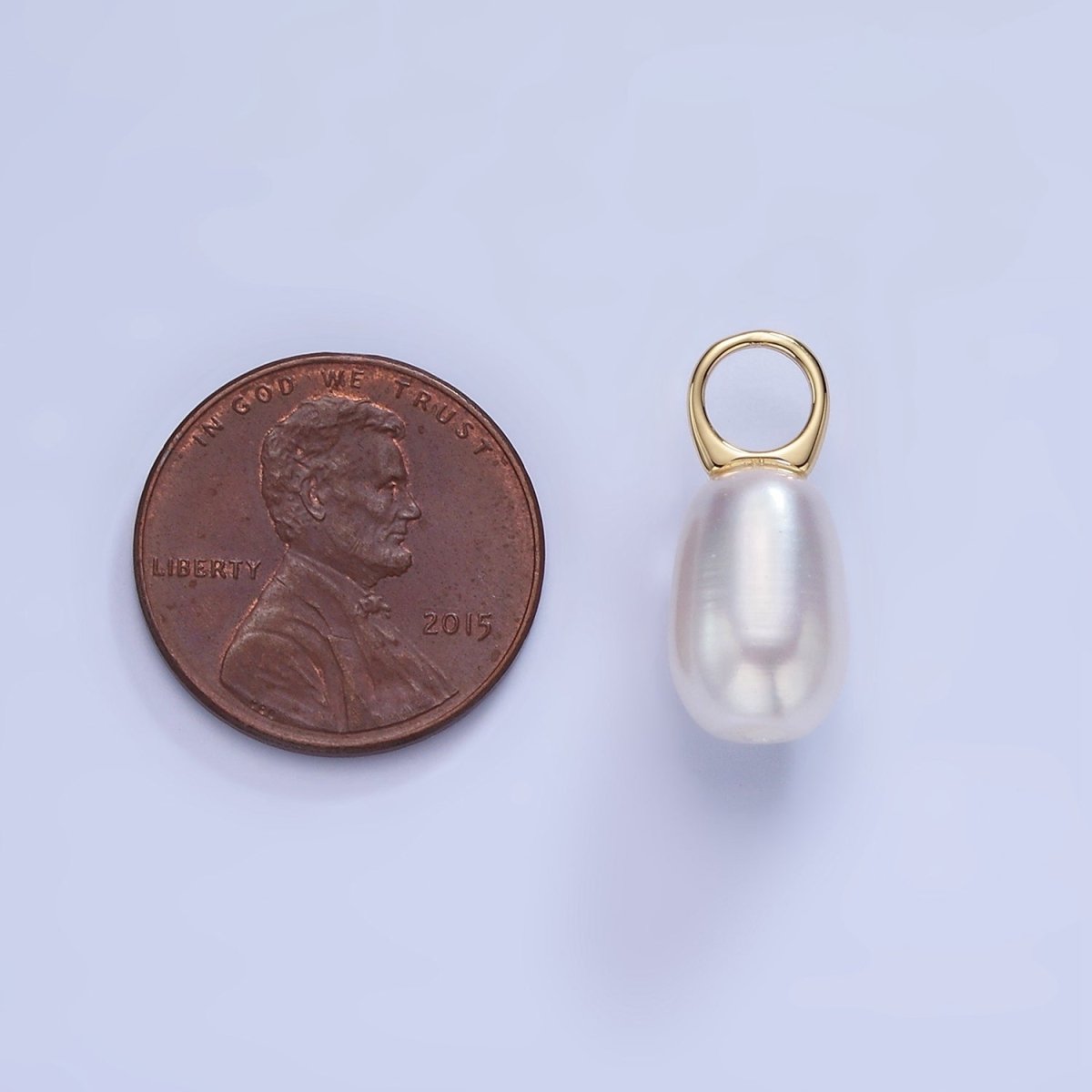 14K Gold Filled 20mm Biwa Shell Pearl Drop Pendant | P1742