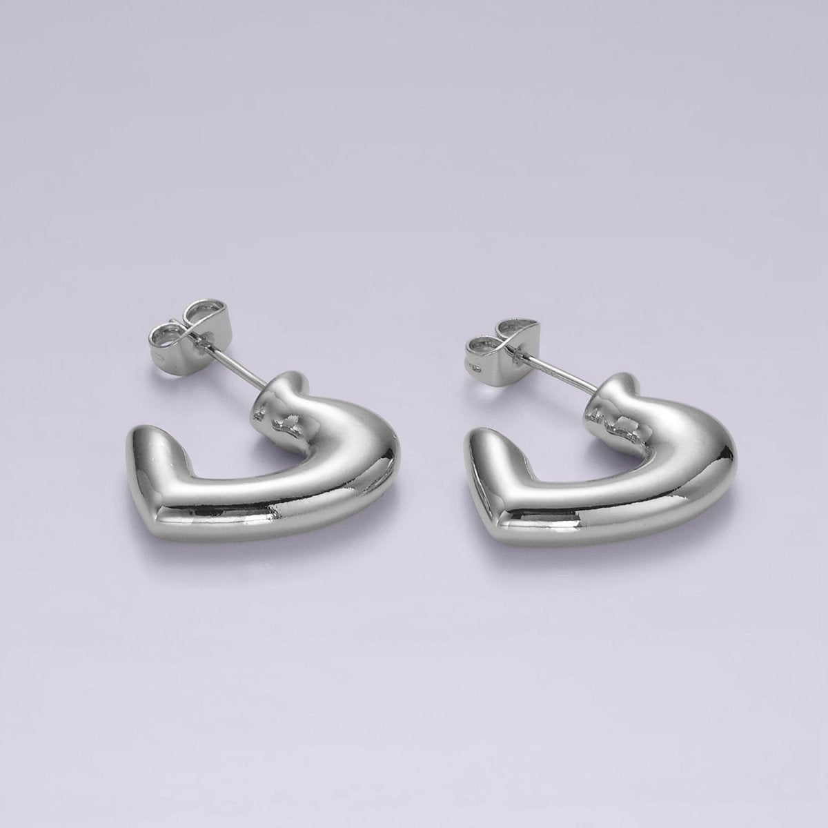 14K Gold Filled 20mm Heart Minimalist C-Shaped Hoop Earrings | AE174