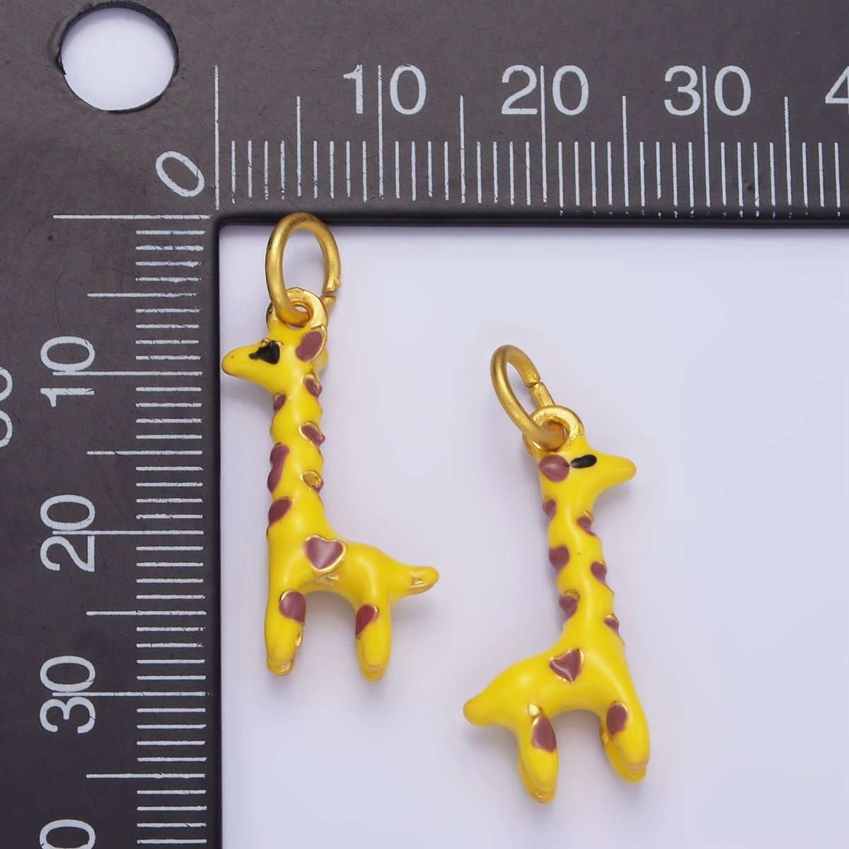 14K Gold Filled 25mm Giraffe Safari Animal Enamel Charm | AG698