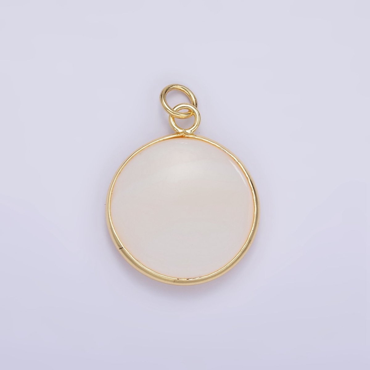 14K Gold Filled 25mm Shell Pearl Bezel Round Charm | D568