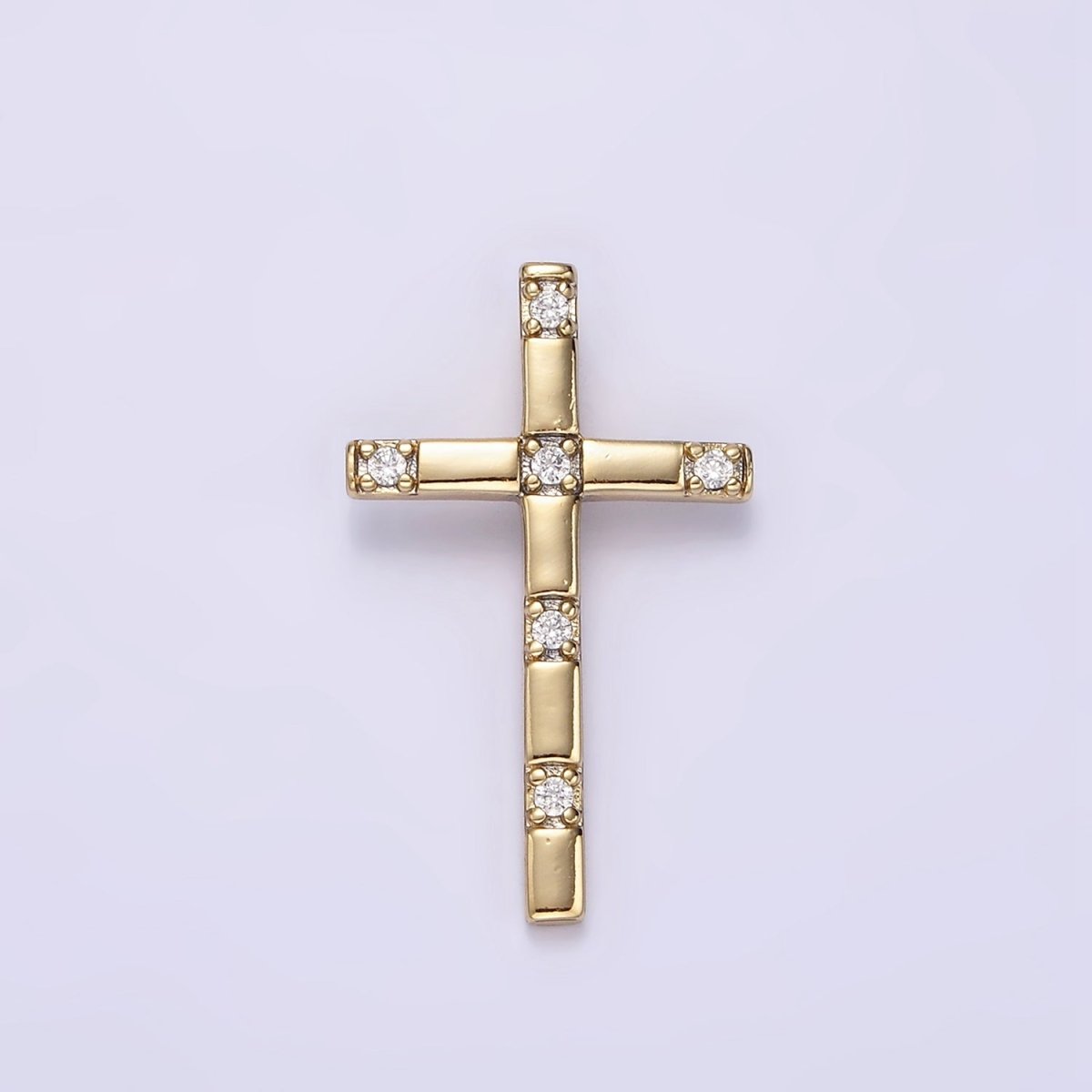 14K Gold Filled 27mm CZ Religious Cross Back Bail Pendant | AA724