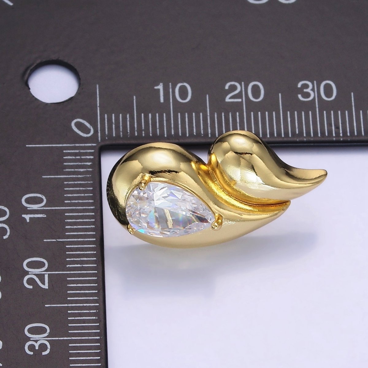 14K Gold Filled 30mm Double Teardrop CZ Stud Earrings Set | P502
