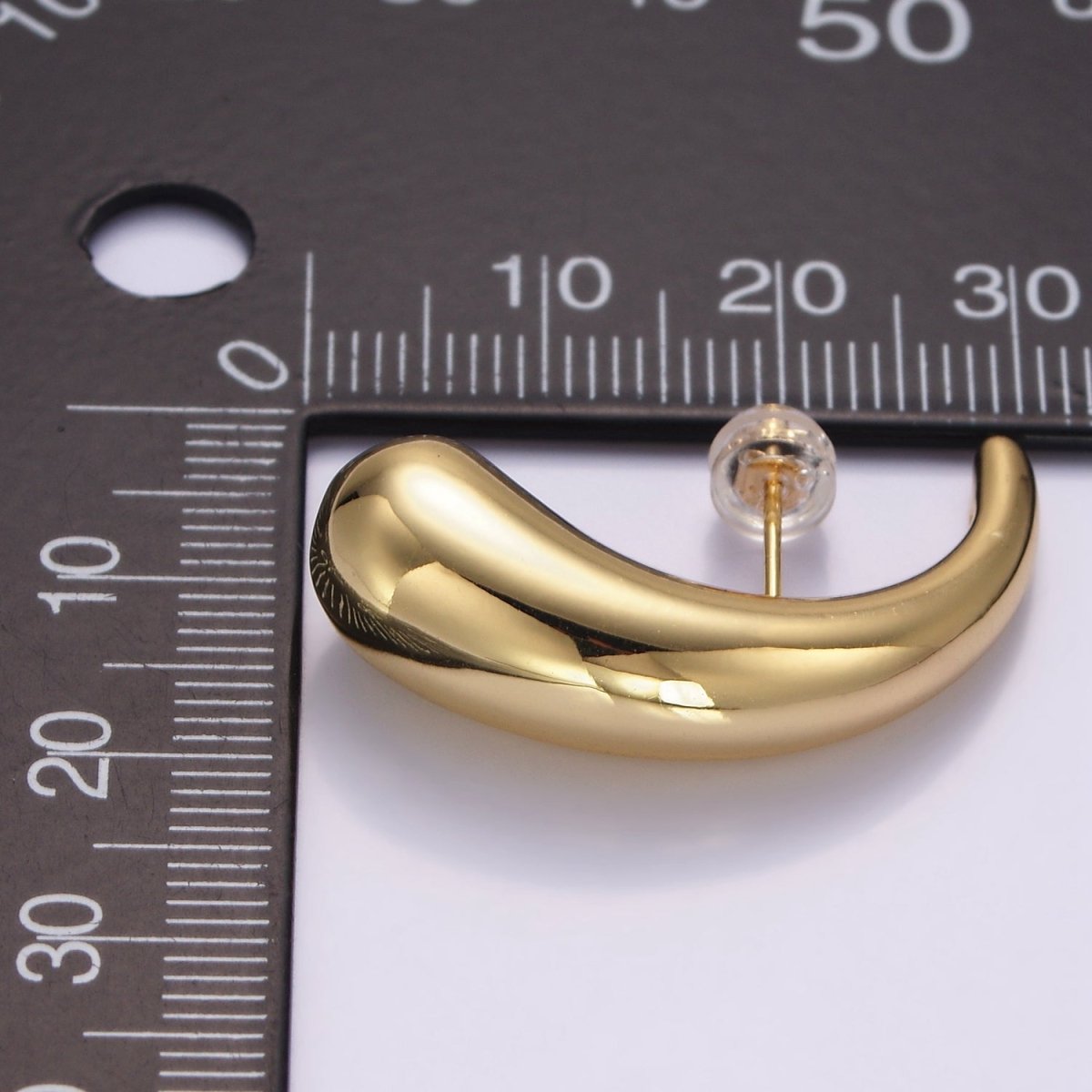 14K Gold Filled 30mm Teardrop Ear Hook Stud Earrings | P517