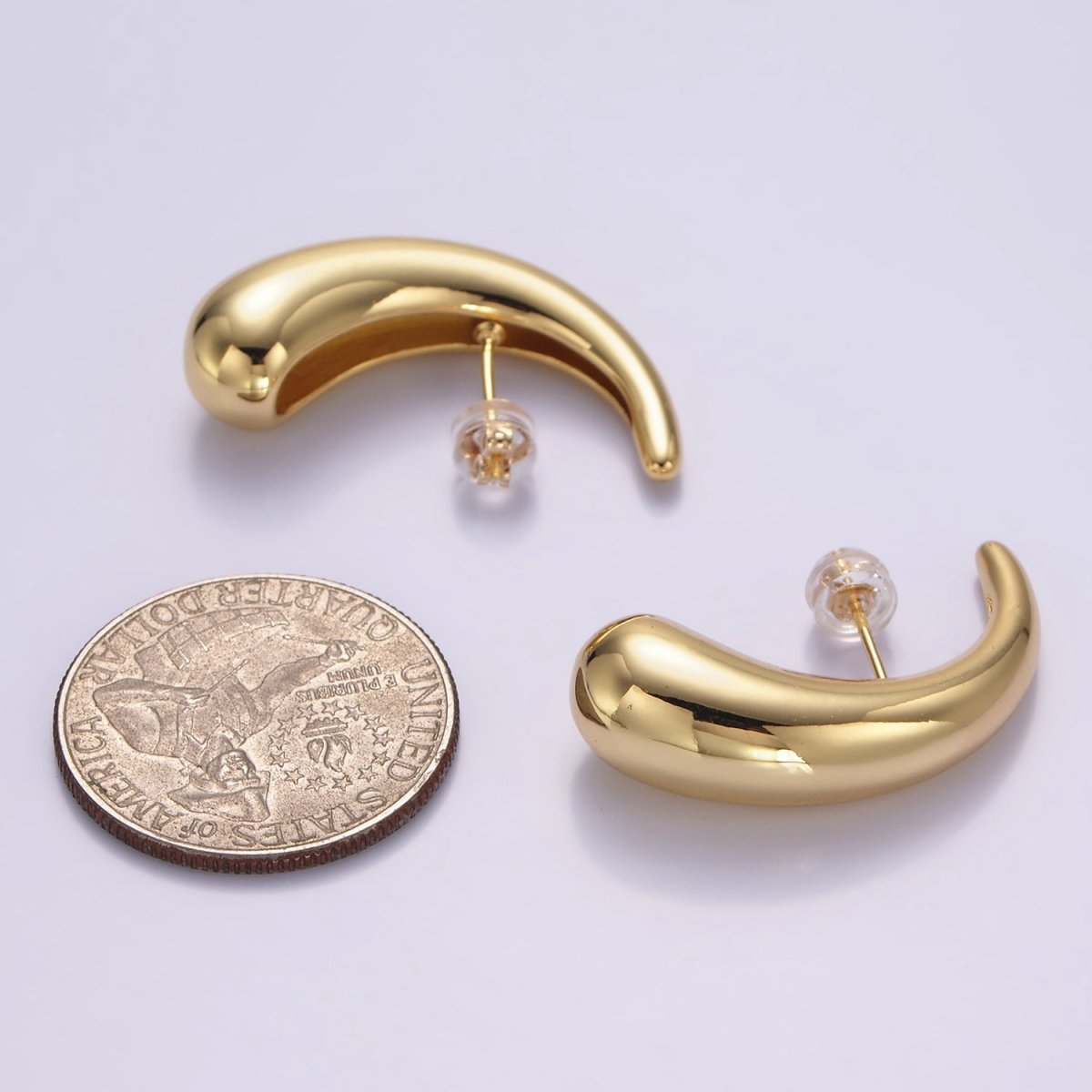 14K Gold Filled 30mm Teardrop Ear Hook Stud Earrings | P517