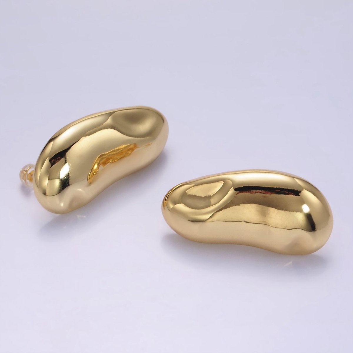 14K Gold Filled 38mm Abstract Molten Foil Drop Stud Earrings | Q047